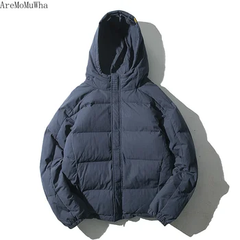 

AreMoMuWha Winter Short Cotton Clothing Men's Cotton Jacket Tide Brand Thick Bread Towel Down Jacket Cotton Jacket Lovers Jacket