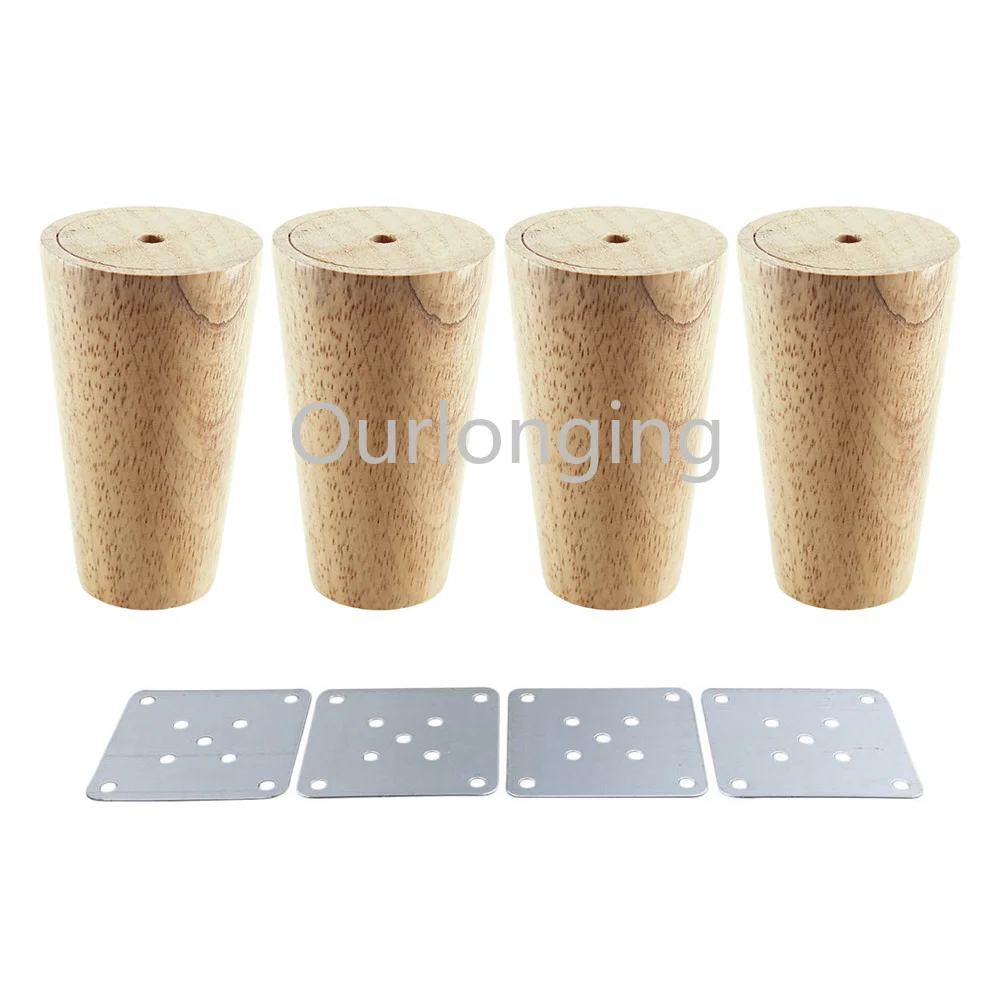4 قطع البلوط الخشب 300x48x30 ملليمتر ارتفاع موثوق يميل الأثاث الساق مع لوحة من الحديد أريكة الجدول دولاب قدم مع حشيات