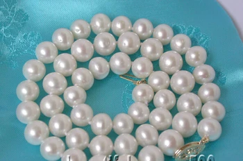 

shipping> >>>n1557 NATURAL 17" 9mm white round fw pearls necklace 14 kgold
