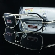 Gafas de lectura de aleación de doble haz, lentes de resina o cristal Natural, marco completo, de alta calidad, 1 + 1,5 + 2 + 2,5 + 3 + 3,5 + 4