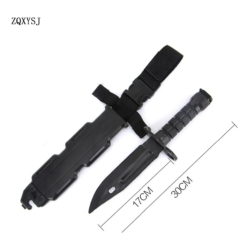 ZQXYSJ 1PC Soft Rubber Plastic M9 Style Knife Blade Bayonet with Sheath Dummy Model Kit not the really knife