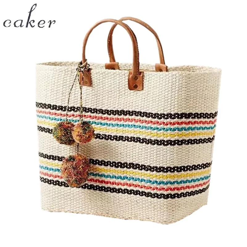 Caker Brand 2017 Women Straw Bag Contrast Color Women Stripe Handbag Large Big Tote Pattern Women Beach Colorful Tassel Bag Caker Brand 2017 Women Straw Bag Contrast Color Women Stripe Handbag Large Big Tote Pattern Women Beach Colorful Tassel Bag
