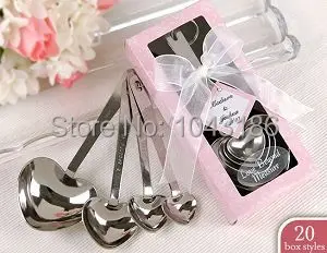 

Love Beyond Measure Heart Measuring Spoons in Gift Box_Pink or blue Wedding Favors+400pcs/Lot+Free Shipping (a set of 4)