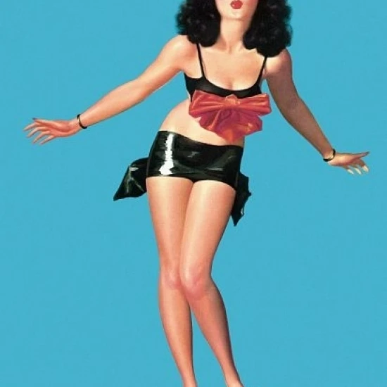 Pinup Girl Brunette Pinup With Big Red Bow Poster Print (36 x 54)