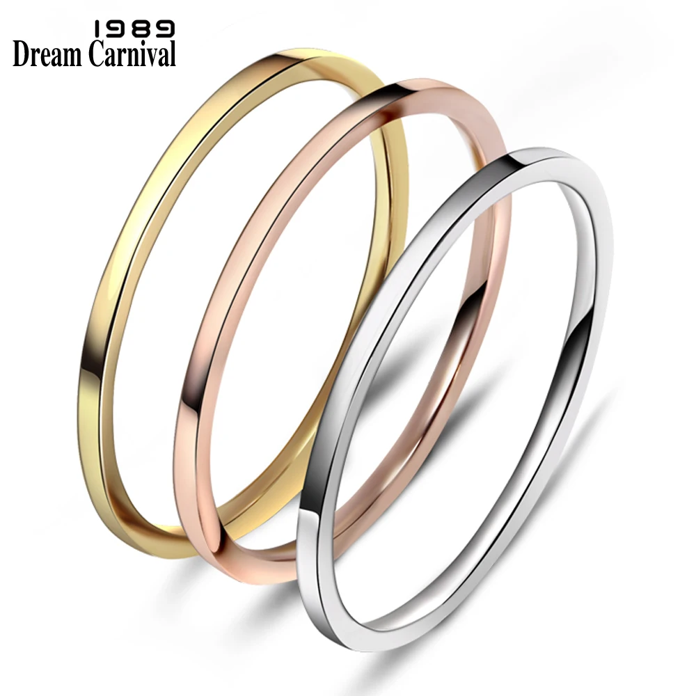 

DreamCarnival1989 Fashion Jewelry 3 Tone Metal White and Rose Gold Color Engagement Ring Set Women Stainless Steel Rings PSR01MU