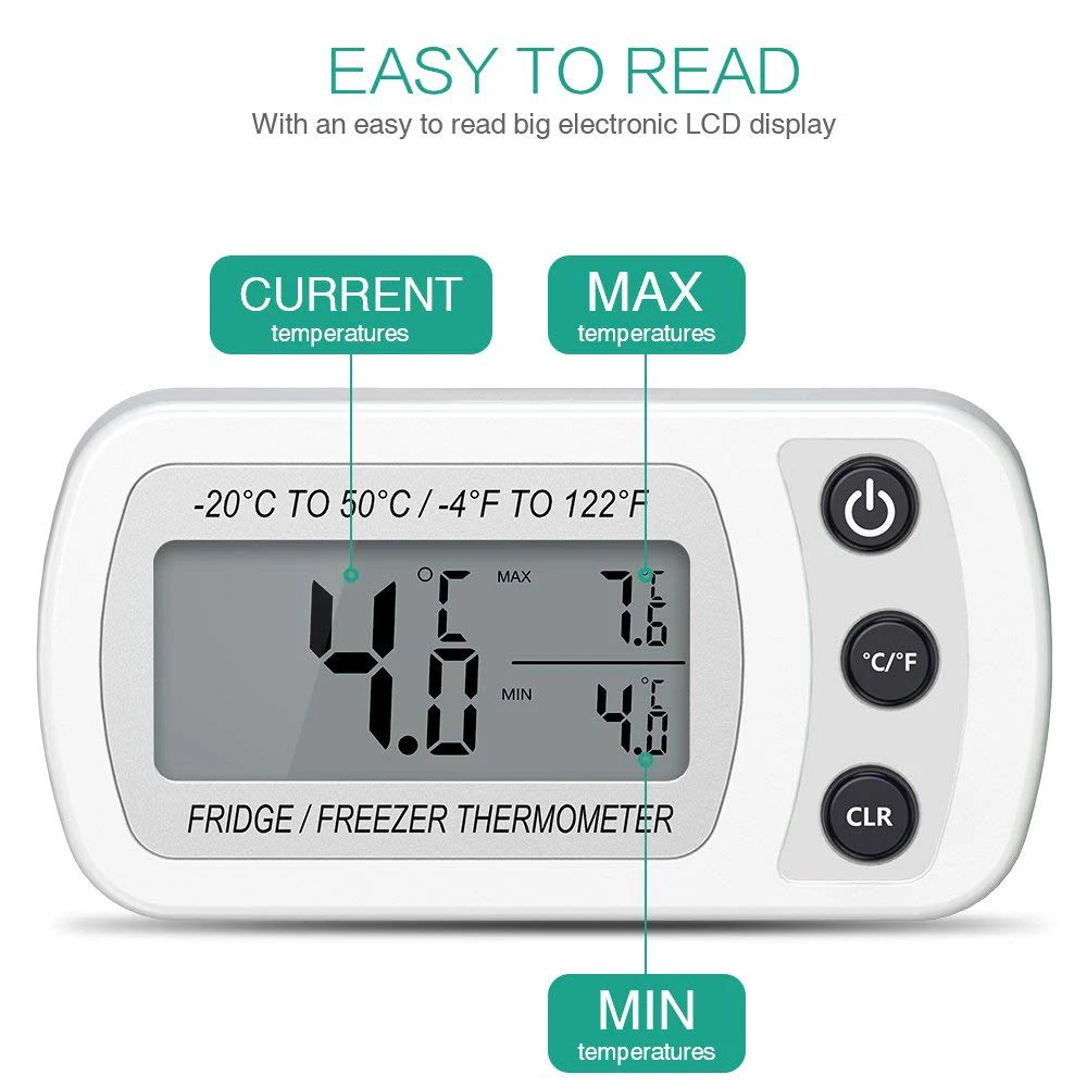 Водонепроницаемый IPX3 цифровой термометр lcd цифровой экран прецизионный холодильник термометр для холодильника морозильник с регулируемой подставкой