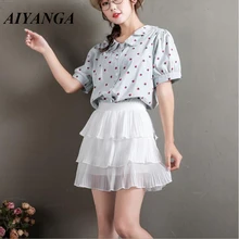 Boho летние плиссированные мини-юбки женские с высокой талией короткие юбки Белые Черные Женские однотонные повседневные шифоновые юбки с оборками