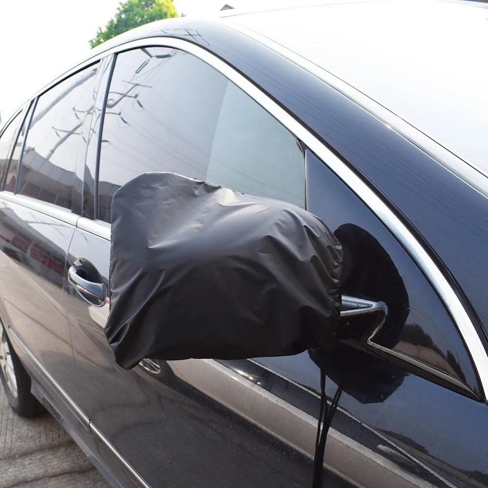 2Pcs Black Auto Car Rear View Side Mirror Frost Guard Snow Ice Winter