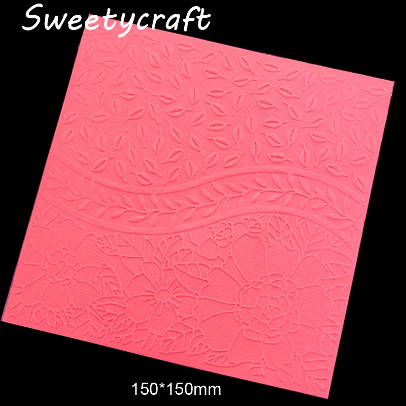

15*15cm Flower Leaves Lace Textured Embossing Folder Plastic Card Making Stamps Scrapbooking Paper Craft Supplies Folders DIY