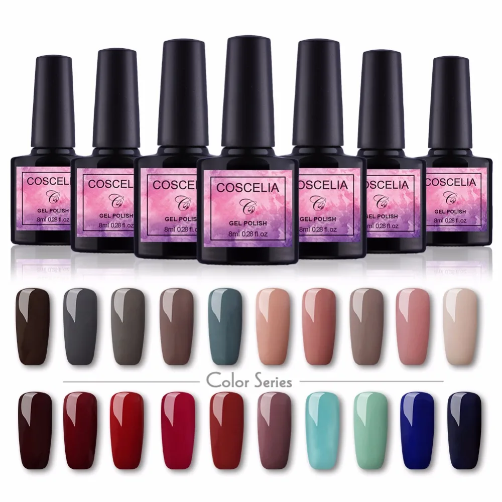 40PCS/SET COSCELIA Gel Nail Polish Set For Nail Extension Kit Nail Art Gel 8ML UV LED Lamp Design acrylic nail Manicure Set
