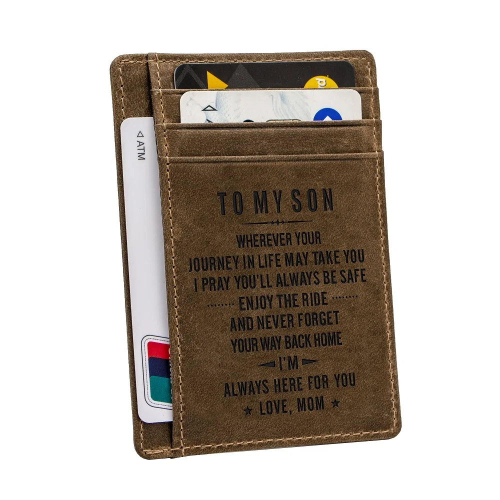 Badiya Leather Credit Card Case Holder Wallet RFID Dad Mom to Son Daughter Best Birthday Gifts