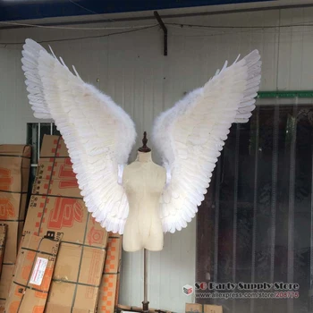 

Adult's Big white Devil feather wings for women men Model stage show catwalk Game shooting Party large props EMS free shipping