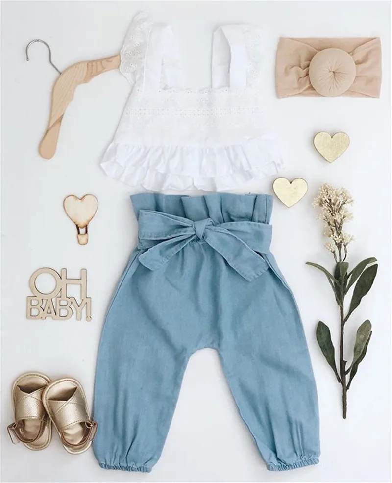 

PUDCOCO Cute Newborn Kids Baby Girls Sleeveless Lace Tops Vest Solid Long Pants Leggings Outfit Set 0-4Y