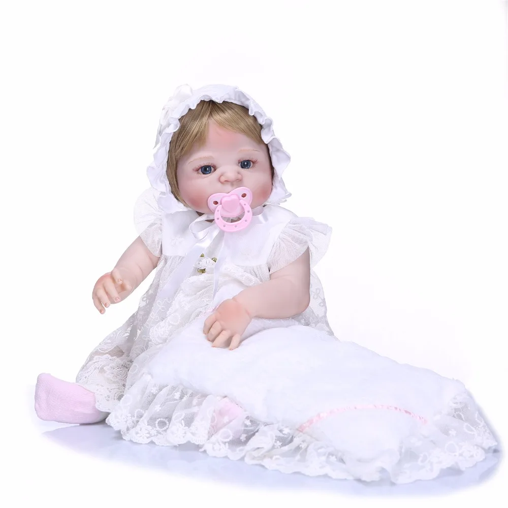 

55cm full silicone reborn baby cute girl doll bebely reborn girl babies snow White princess doll accessories for baby born gifts