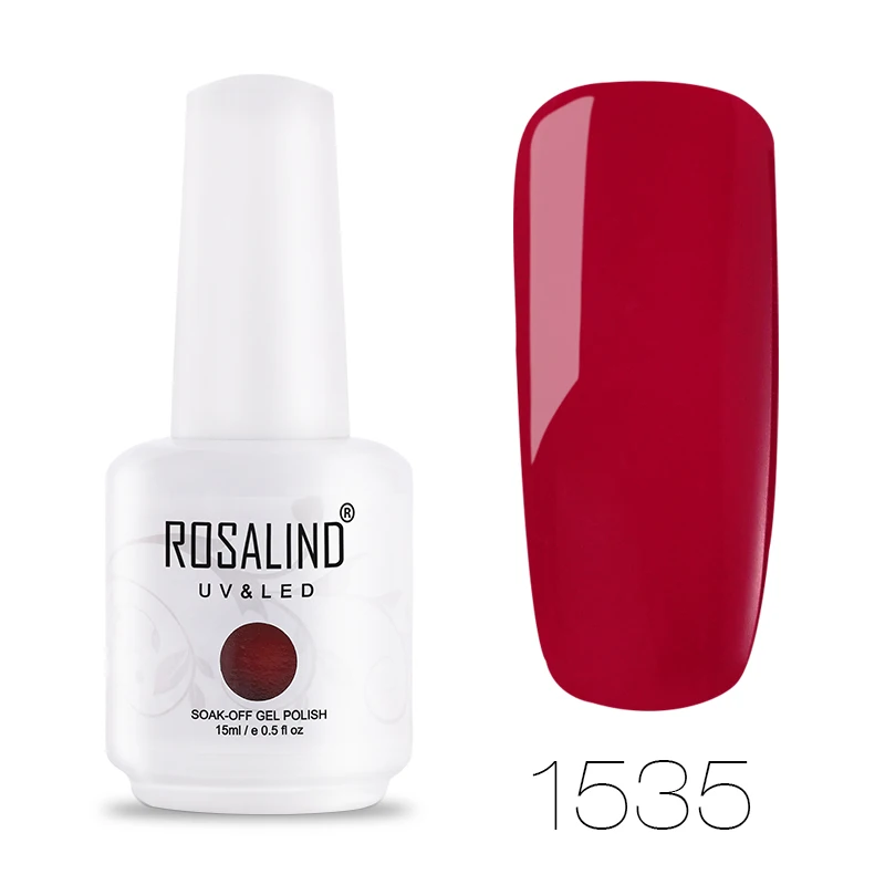 ROSALIND гель 1S 15 мл Гель-лак для ногтей большая белая бутылка 60 чистых цветов впитываемый Праймер УФ-Гель-лак для ногтей для маникюра - Цвет: 1535