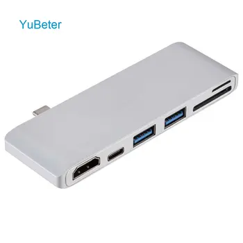 

YuBeter USB C Type C USB 3.1 Hub Dual Support Multiport Card Reader Adapter 4K*2K HDMI USB 3.0 SD Micro SD Slot For MacBook Pro