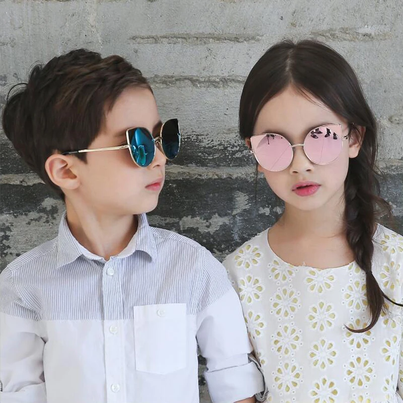 

ROSANNA Kids Sunglasses Cat Eye Style Safety Coating Points UV400 Boy Children Fashion Brand Designer Sun Glasses For Girls R575