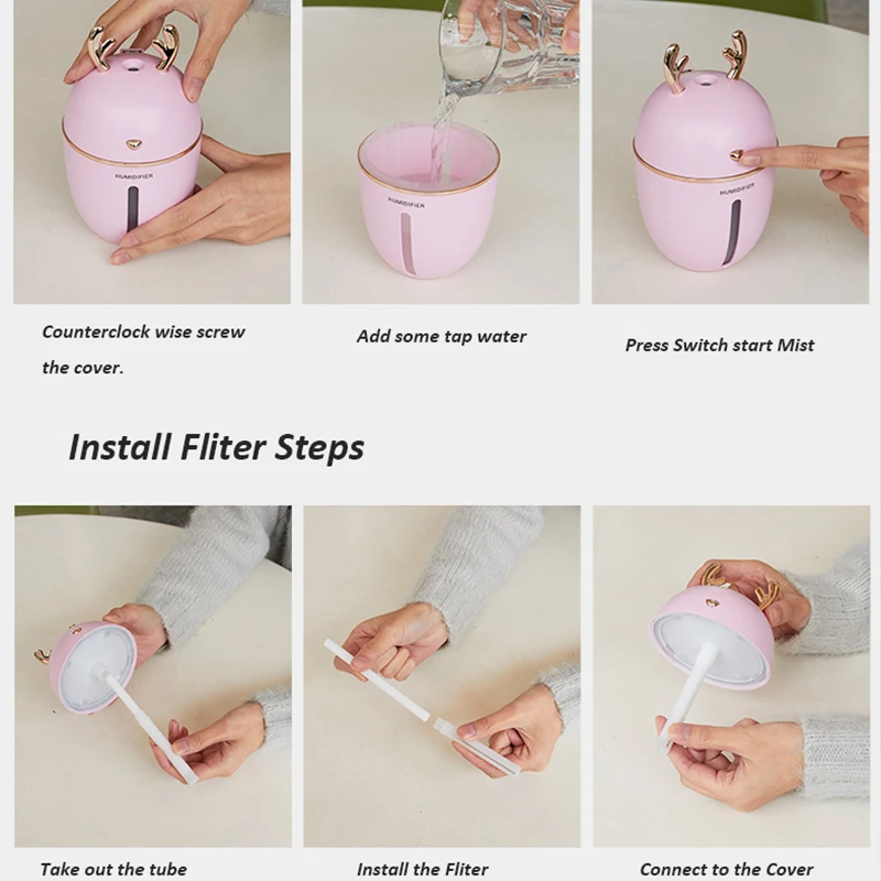  450ML Air Humidifier USB Aroma Essential Oil Diffuser For Home Office Aromatherapy Humidificador Di