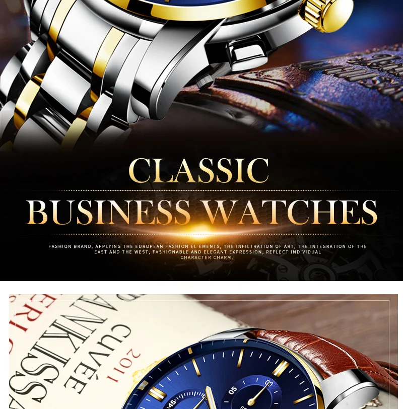 NIBOSI Mens Watches Top Brand Luxury Premium Luxury Fashion Luminous Waterproof Watch High-end Calfskin Pure Steel Strap Blue (7)