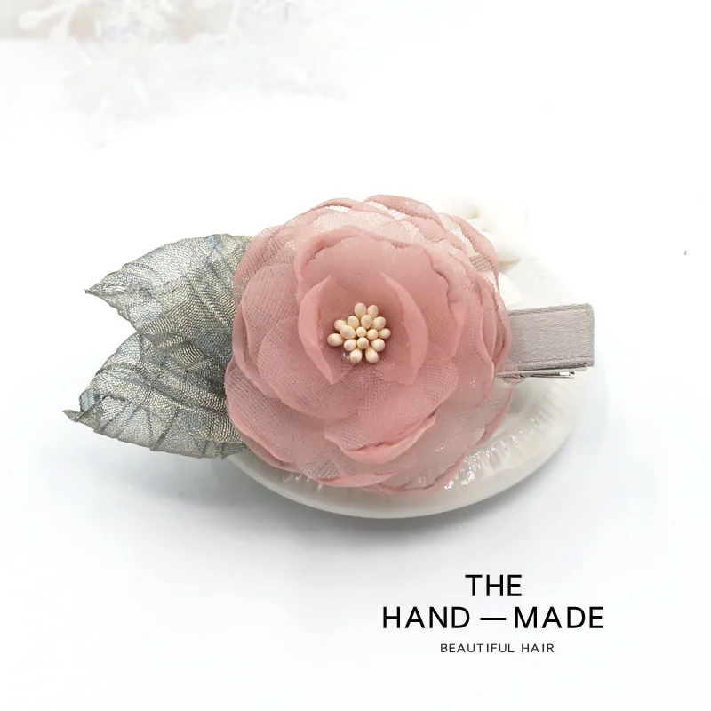 

Korean Boutique Simple Flower Side Clip Fabric Barrettes Clip Hairpin Silk Yarn Lady Hair Jewelry Girls Accessories Women Bows