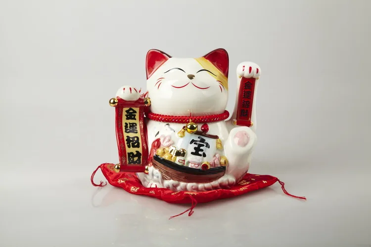 9-дюймовый рукой Lucky Cat Фортуна Cat счетчик Дисплей