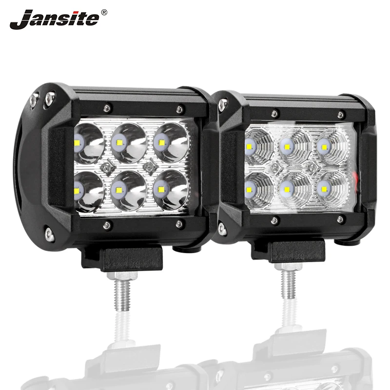 

Jansite 4 inch 18W work light Flood Beam Spot Beam light Waterproof 2 Row engineering/special vehicle Boat Lighting Excavat