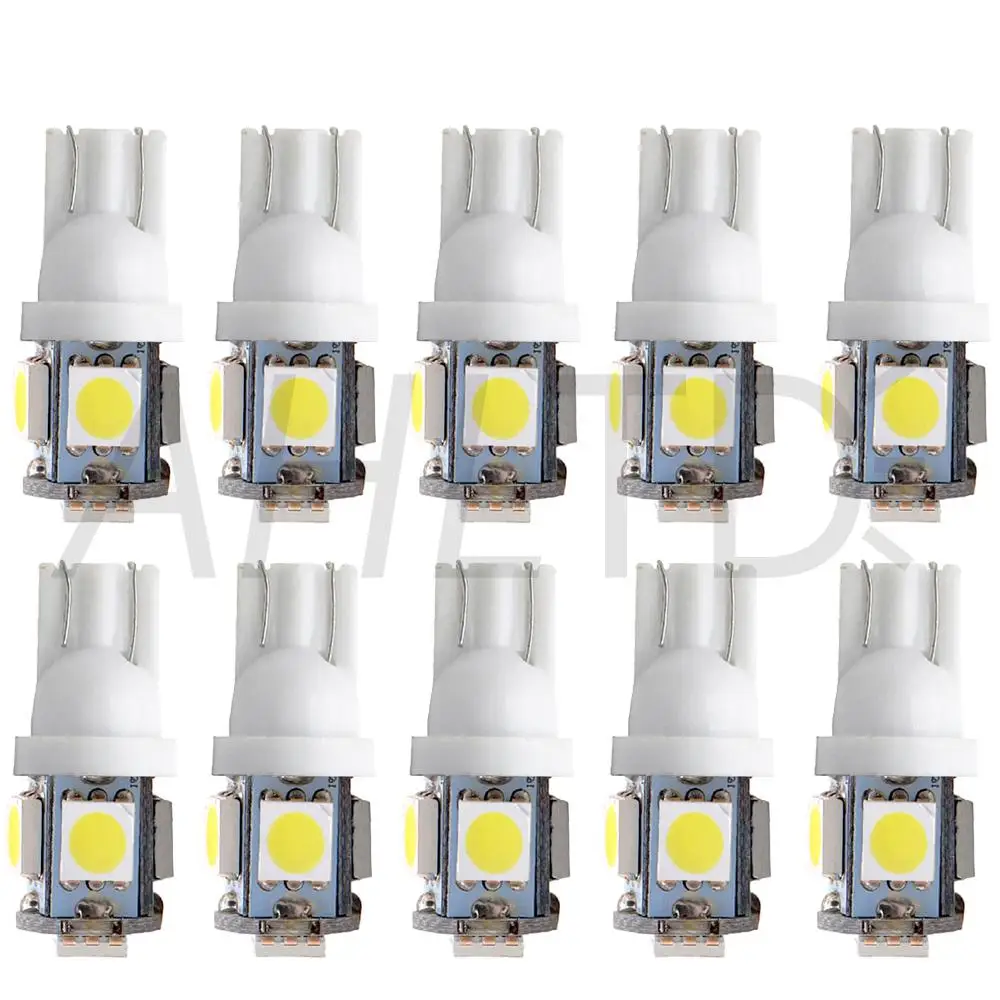 10 Шт. T10 W5W 5050 5SMD 5 smd Интерьера Автомобиля Фары 168 194 LED DC12V Номерного знака Лампы Просвет Лампы 5led Маркер Оптовая