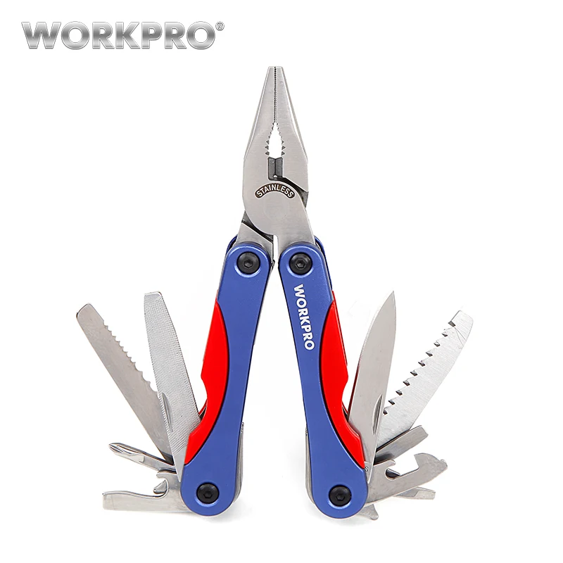 Baratos Trabajo Pro 15 en 1 Multi herramienta alicates cuchillo de bolsillo herramientas plegables al aire libre Camping equipo de supervivencia