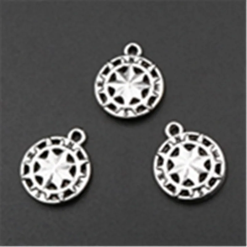 

WKOUD 20pcs Antique silver compass pendants DIY metal bracelet necklace handmade findings A598