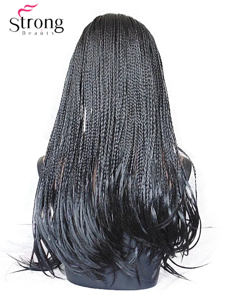 13338 1# Long Jet Black Braided HEADBAND Wig, Full Coverage Synthetic Wig Wigs  (2)