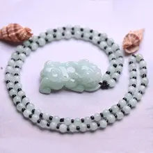 Natural hand-carved Emerald PiXiu necklace men and women jade A-class tyrants Pixiu jade stone Necklace pendant jewelry gift box green stone boutique burma pixiu pendant jewelry gift 1