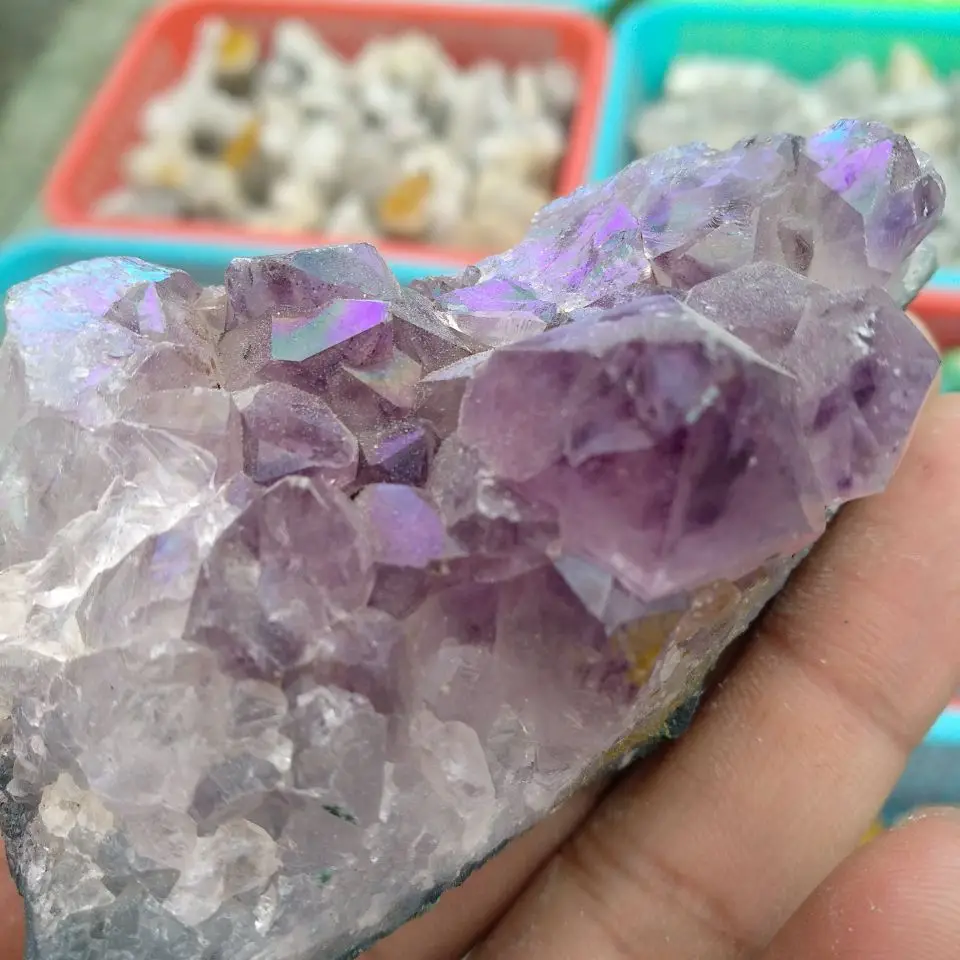 70 г Аметистовые кластеры RAINBOW AURA|Камни| |