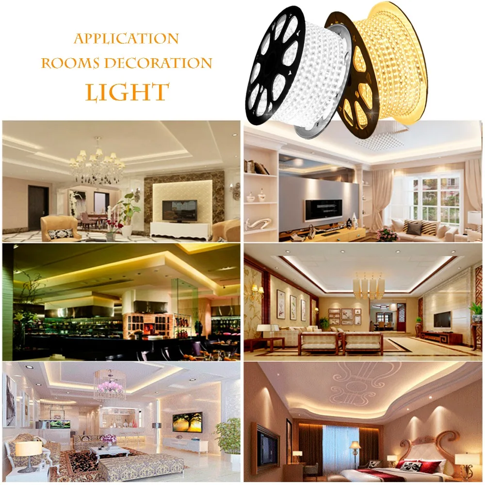 SMD5050 RGB полоса 220 В Светодиодная гибкая света водонепроницаемая лента штепсельная