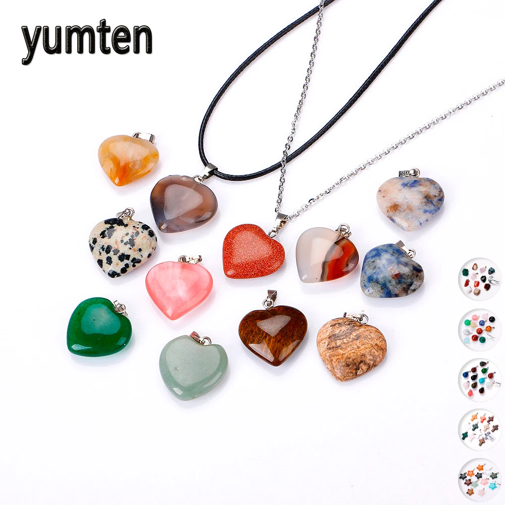 Yumten Women Small Pendant Crystal Natural Stone Charms Gemstone Men