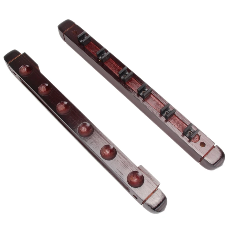 

Billiard Pool Snooker Table Wall Mount Hanging Professional 6 Cue Sticks Solid Wood Rack Holder