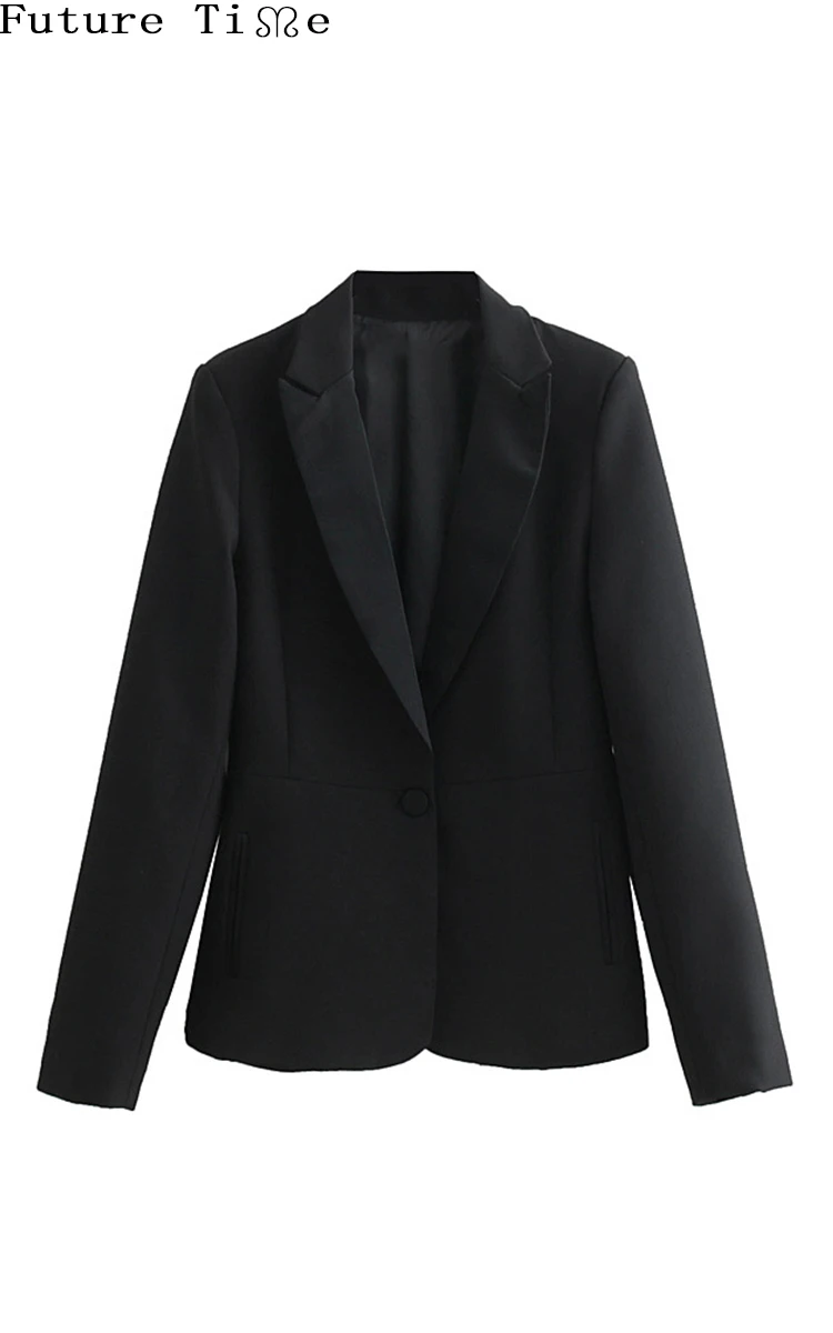 Future Time 2019 Женское пальто с лацканами Весна с одной пуговицей черное приталенное уличное рабочее стильное пальто женское повседневное