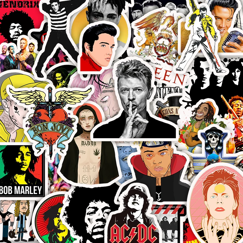 

50 pcs/Retro Rock Band Music pack Classic Fashion Style Graffiti Stickers guitar skateboard laptop luggage bicycle motorcycle