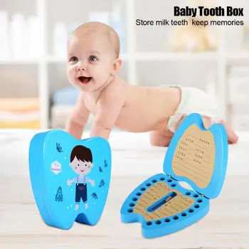 

Baby teeth box save milk teeth storage wooden box Baby creative wooden tooth fairy for children gifts