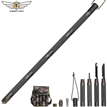 

XC Multifunction Walking Stick Outdoor Defense Tactical Stick Alpenstock Portable Trekking Pole Camping Hiking Tools 4-9 Section