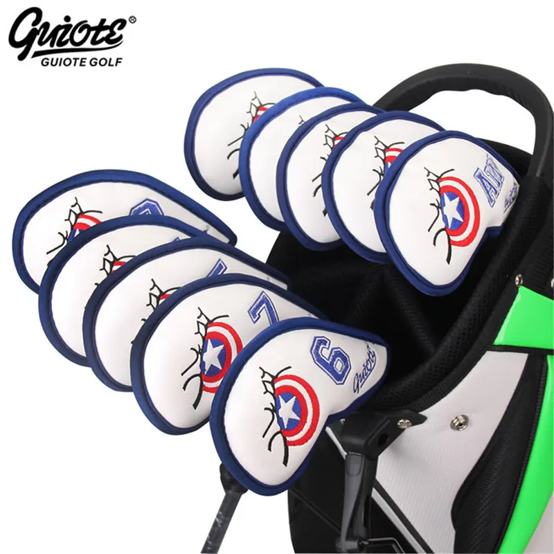 

Captain American Golf Irons Headcovers Golf Iron Cover Set Embroidery Design #3-9PAS 10pcs/lot For Men Women