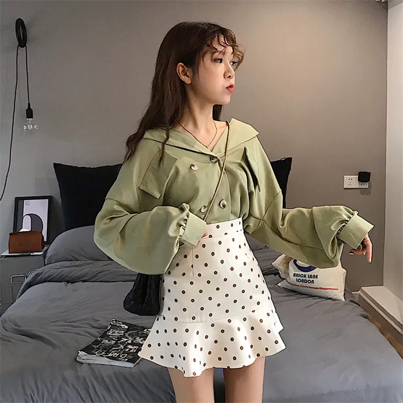 2019 с юбкой годе точка Для женщин юбки Chic тонкий Уайлд Высокая талия модные