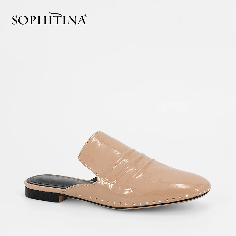 SOPHITINA/пикантные туфли без задника из мягкой коровьей лакированной кожи на