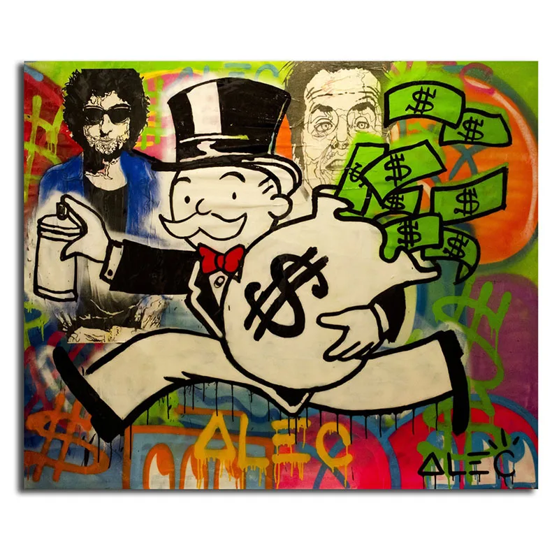 Алек Monopolyingly Wall Art Холст Картина уличный художник Скрудж макдак знак доллара статуя изображение для Гостиная Home Decor - Цвет: AM022