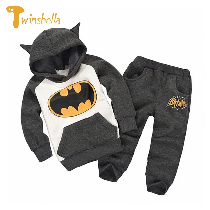 Boys Clothing Set New Autumn Children Long Sleeve Batman Hoody+Pants Winter Outfits for Girls 2pcs/set Kids Casual Clothes Sets