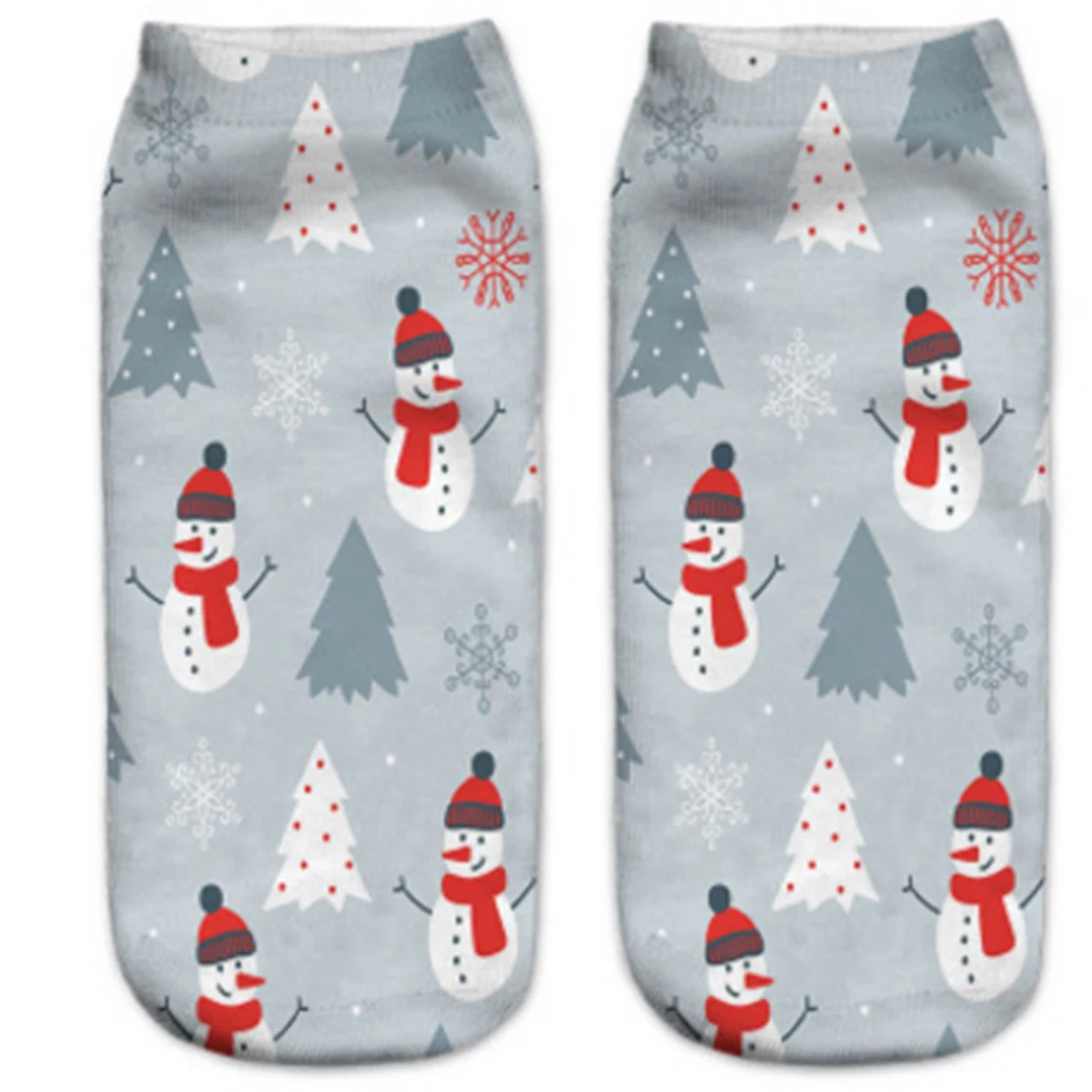 Харадзюку 3D принт Снеговики носки для женщин Kawaii лодыжки Licorne Chaussette Femme Calcetines Mujer