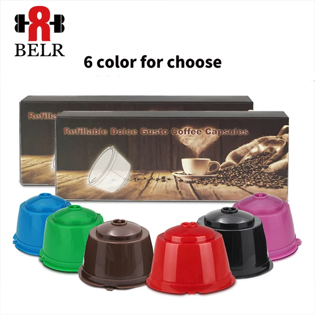 Best Price 6Pcs/Bag Refillable Reusable Coffee Capsule Pod for Nescafe Dolce Gusto Reusable Capsule Machines Makers 1 Spoon+1 Brush