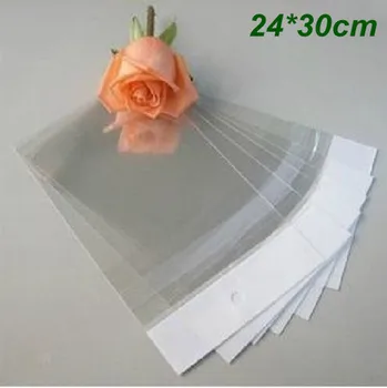 

Wholesale 100Pcs/Lot 24cm*30cm Clear Self Adhesive Seal Plastic Bag OPP Poly Storage Bag Retail Packaging Bag With Hang Hole