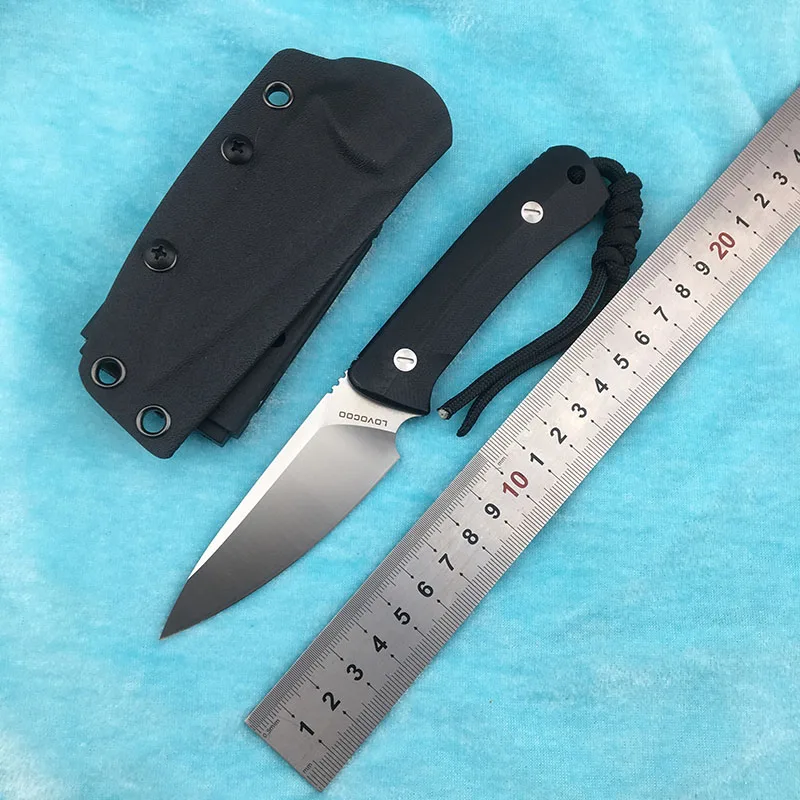 Baratos LOVOCOO ramio fijo D2 blade G10 mango con solapa plegable cuchillo para acampar al aire libre caza cuchillo para fruta de bolsillo EDC colección de herramientas regalo