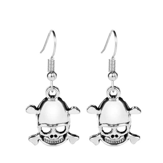 Fashion Silver Pirate Drop Earrings Jack Sparrow Earring Hot Anime