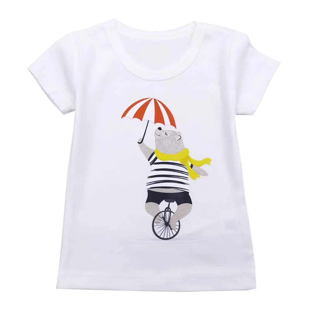 Новая летняя футболка с короткими рукавами для детей от 6 месяцев до 24 месяцев Одежда для мальчиков Милая Одежда для новорожденных с героями мультфильмов для маленьких мальчиков - Цвет: Бежевый